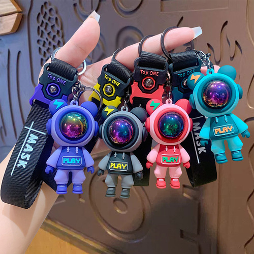 Creative Cartoon Play Lightning Bear Keychain Female Exquisite Couple Doll Pendant Car Bag Pendant Small Gift