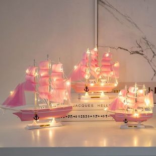 Smooth Sailing Sailboat Model Ornaments Living Room Wine Cabinet Decorations Birthday Gifts for Women Wooden Craft Boats for Men