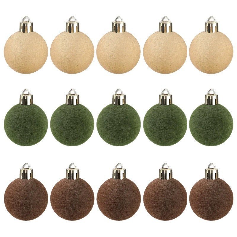 Navidad 6CM conjunto de 16 bola de flocado bola de plástico de Navidad árbol de Navidad bola perdida
