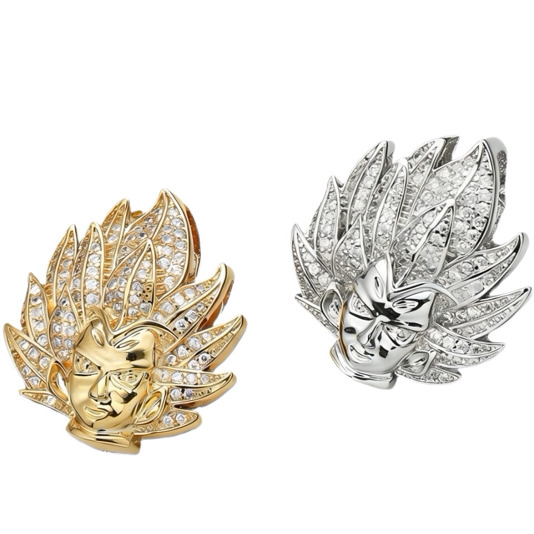 Explosiones en el nuevo bronce de diamante Goku retrato de cadena de torsión personalidad de la calle colgante hombre collar hip-hop