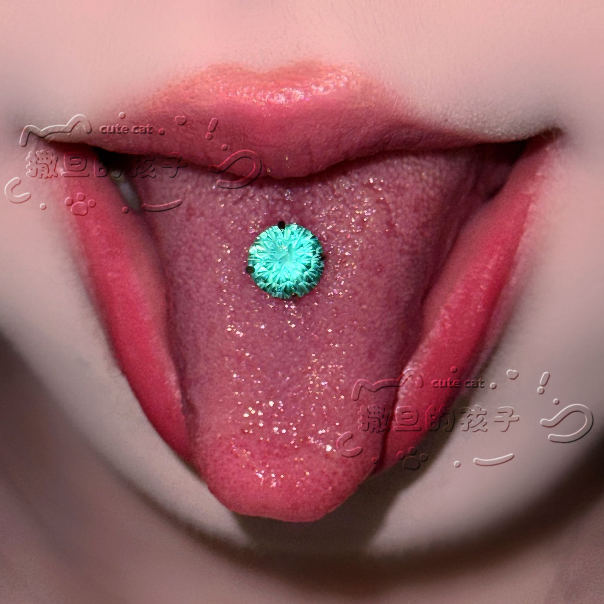 Pointed labret stud close-up product detail