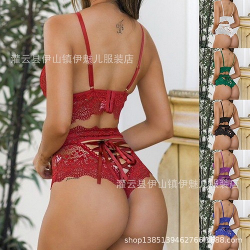 Sexy lingerie women's large size lace bra set backless vest sexy underwear bra set