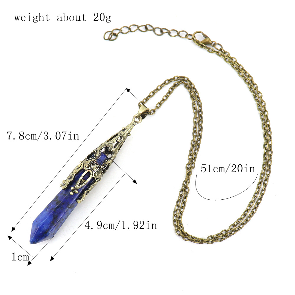 23g Weight Pendant Necklace, Long Necklace Classification cable chain Chain Type Casual Simple Style Hexagon Prism Crystal Agate Pendant Necklace Long Necklace In Bulk