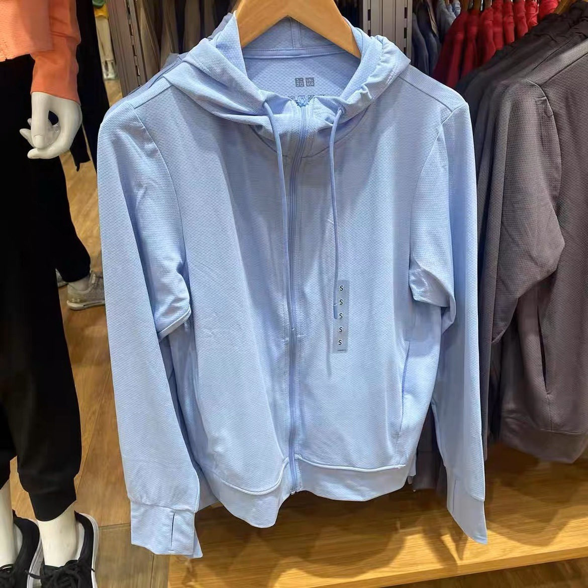 Mujeres 2023 verano anti-UV cremallera de malla con capuchón de bolsillo abrigo 456261