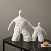 北歐創意人物雕塑擺件書房家居裝飾品客廳辦公室陶瓷抽像人物擺件