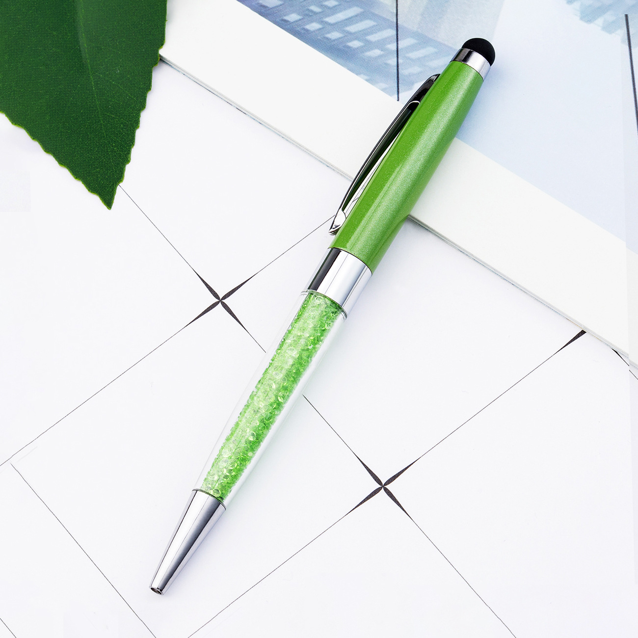 Bolígrafo de cristal de metal rotativo bolígrafo de diamante de escritura de papelería coreana bolígrafo de pantalla táctil