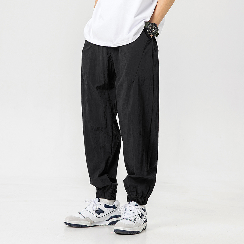 Japanese retro solid summer silk thin quick dry trousers