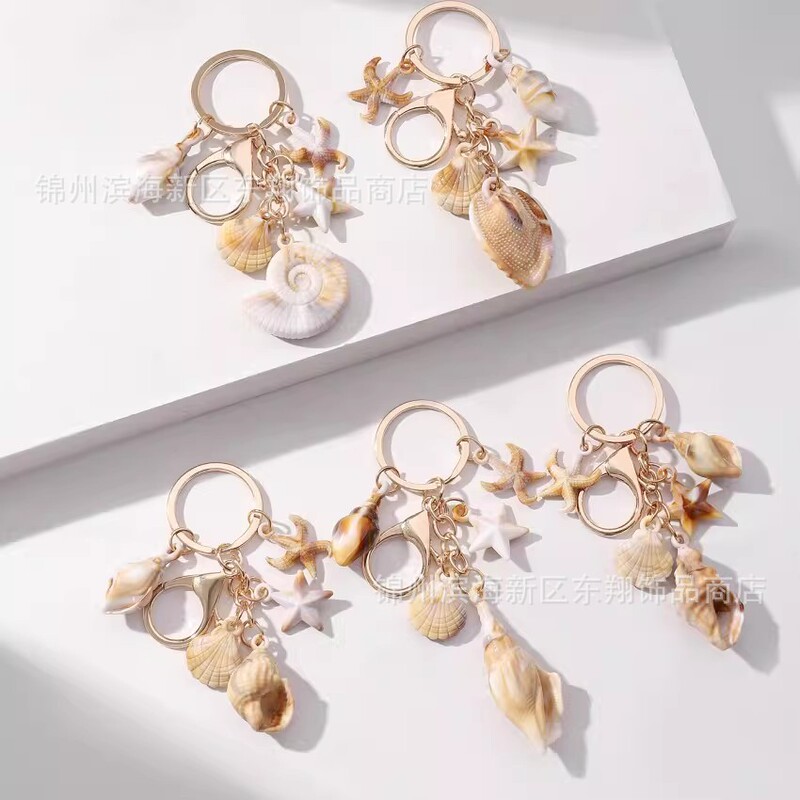 Travel Creative Personalized Travel Souvenir Seaside Vacation Simulated Shell Conch Starfish Five-Pointed Star Keychain Pendant