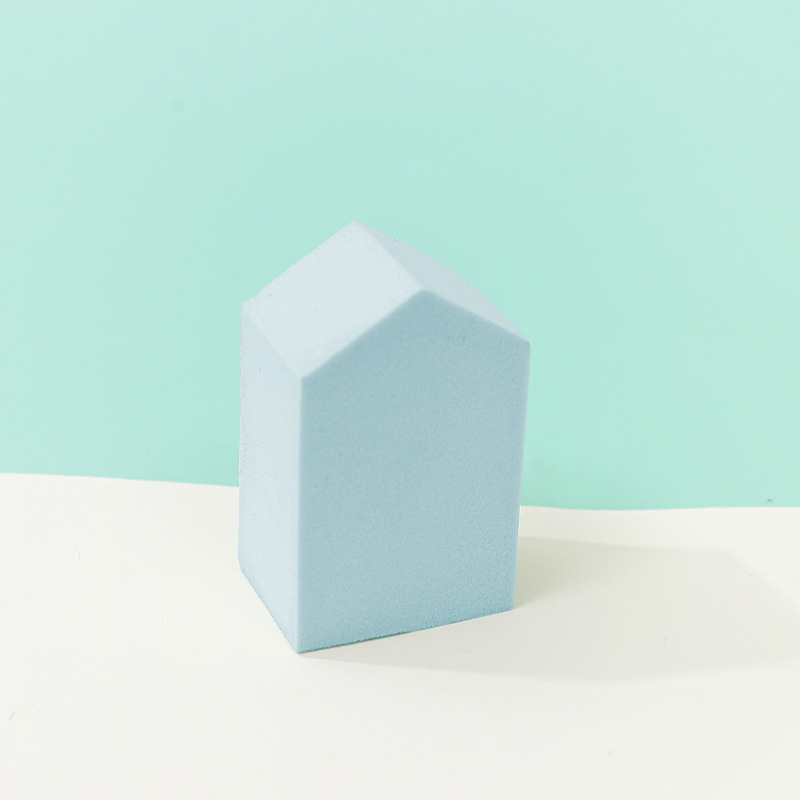 Transfronteriza personalizada pequeña casa en polvo tipo sala trapezoidal esponja de maquillaje huevo super suave polvo de cojín de aire seco y húmedo