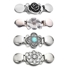 亞馬遜 4件套復古開衫夾毛衣領夾復古花卉圖案披肩夾連衣裙披肩夾