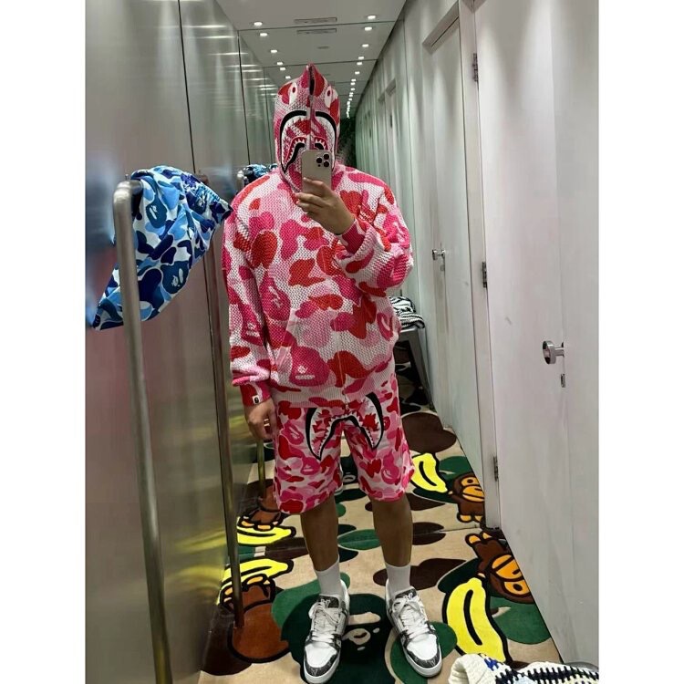 Grandpa Qinghui 17Ss # [Reinventing the Camouflage Style] B@Pe 26Ss Classic Camouflage Shark Drawstring Terry Shorts