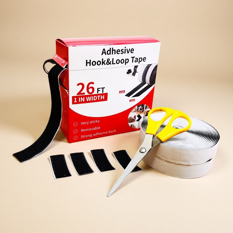 Factory Ready Stock Cross-Border Amazon Same Style Boxed Self-Cut Adhesive Velcro High Self-Adhesive Hook and Loop Tape