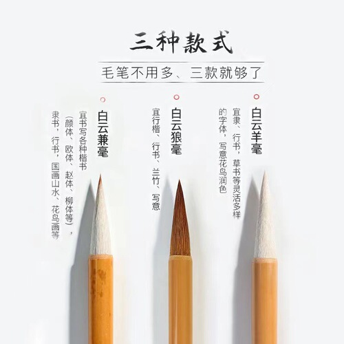 Wholesale Baiyun brush wolf hair sheep and hair brush calligraphy special large, medium and small regular script beginner set Chinese painting brush set