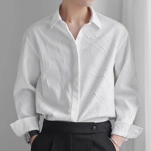 High-end French Niche Shirt Men's Loose Casual Jacquard Shirt Young Yuppie Handsome Korean Style Outer Wear Top