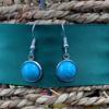 Earrings stainless steel, turquoise stone inlay from pearl, decorations, with gem