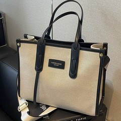 跨境韩版大容量通勤托特包女2025新款高级质感休闲百搭洋气单肩包