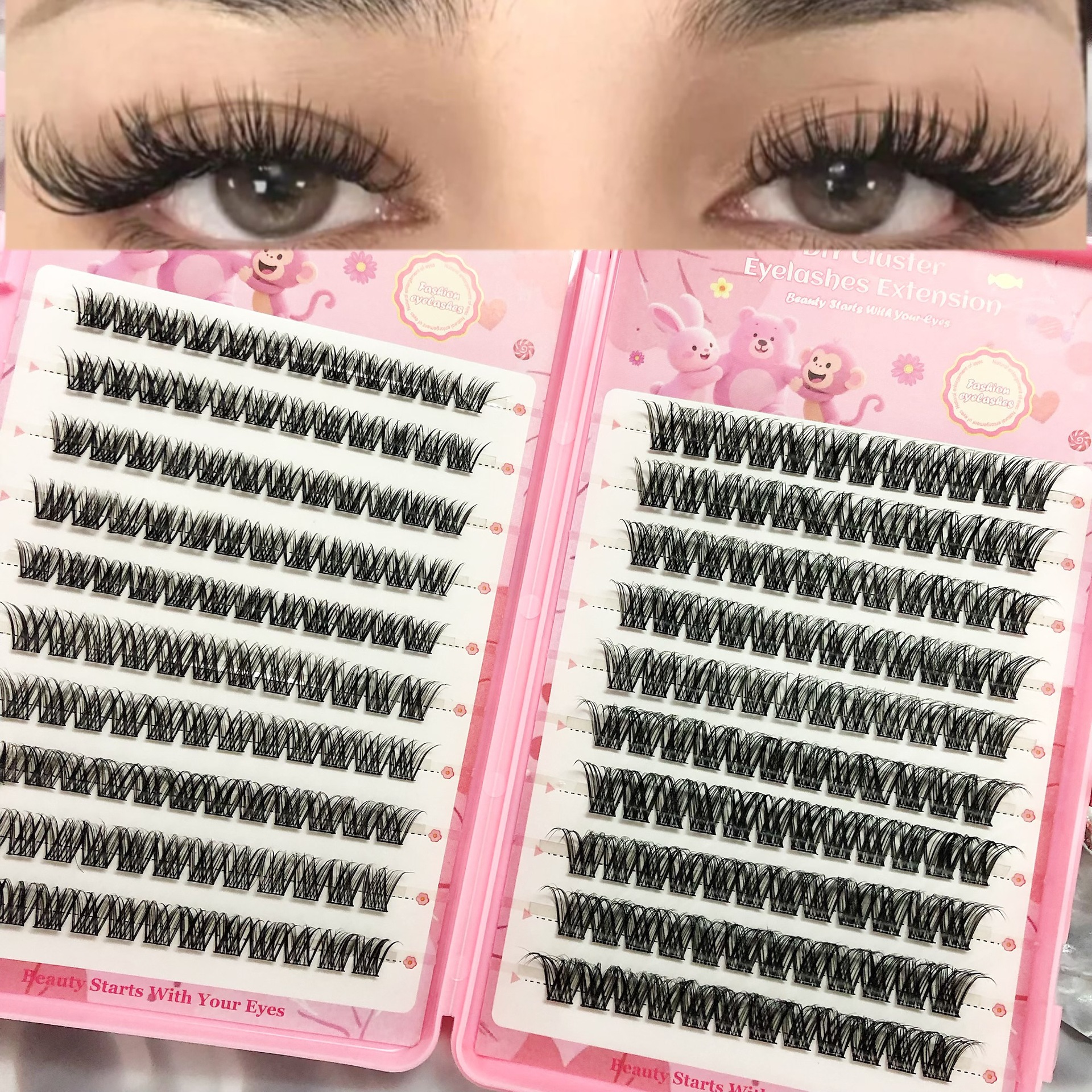 Transfronterizas pestañas falsas 30 - 100D comercio exterior caja de pestañas gruesas con pinzas de pegamento conjunto de pestañas falsas