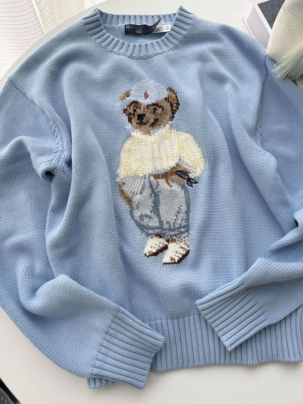 RL/スキャン可能 25 年クマ秋冬新作ピュアコットンヘビー刺繍漫画ラウンドネックニットセーターレディースカジュアル|undefined