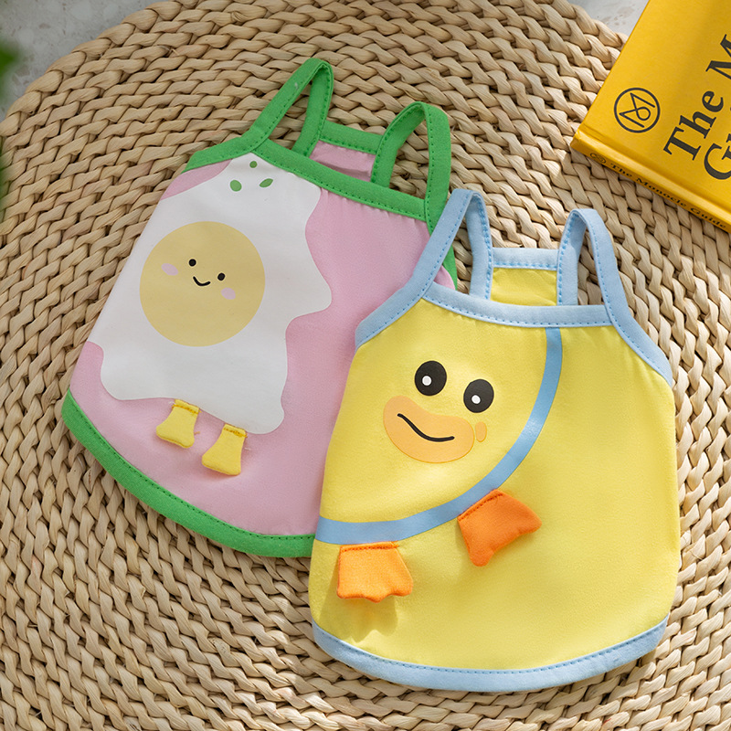 Primavera y verano perro de dibujos animados contraste color lindo gato cabestrillo dos pies delgados oso de peluche chaleco ropa para perros mascotas