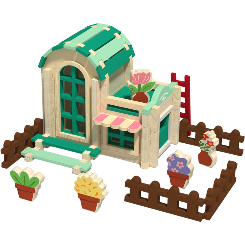 Bloques de construcción de espiga y espiga de Luban, juguetes cerebrales, construcción práctica de casas pequeñas, casas, educación temprana para niños, interacción entre padres e hijos