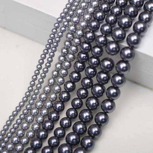 Zhenduoma Shijia Pearl Round Beads Loose Beads Through Hole Gray Pearl Handmade Necklace Beaded Jewelry Accessories Wholesale