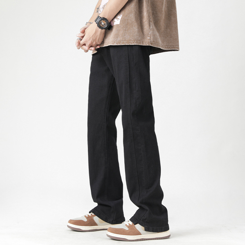 Huangni High Street American Men's Jeans Otoño Nuevo estilo Retro Lavado Micro-Vibe Pantalones largos rectos