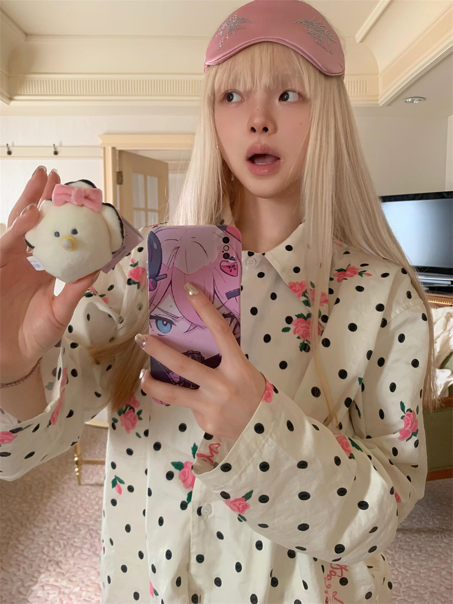 여자 달콤한 장미 긴팔 잠옷 여성 가을, 겨울 2025 새로운 가정 의류 대형 정장 봄과 가을에 착용 가능