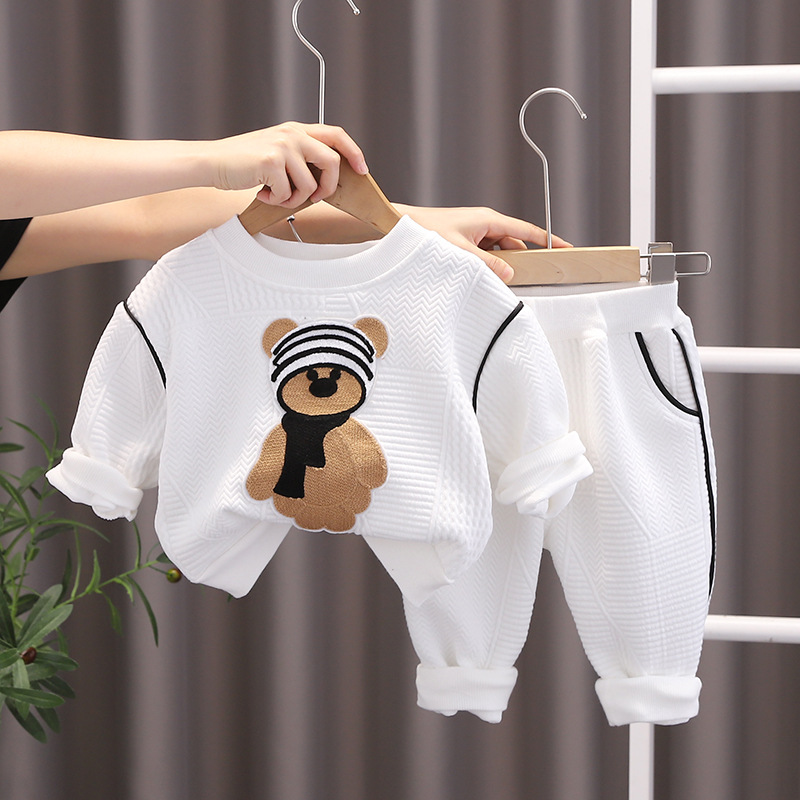 Set di abbigliamento per bambini, sciarpe da uomo, maglioni con trama di orso, pantaloni sportivi in tinta unita, novità per ragazze primaverili e autunnali_voghion.com