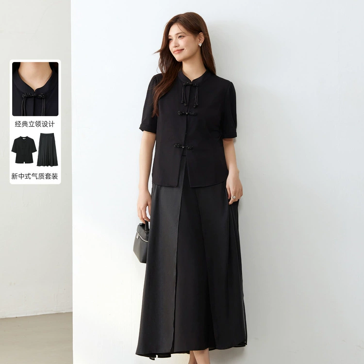 Новый китайский стиль с пряжкой набор смехаться, большой размер женщины высокого уровня, холодный ветер, два комплекта, толстый мм, летняя одежда новый