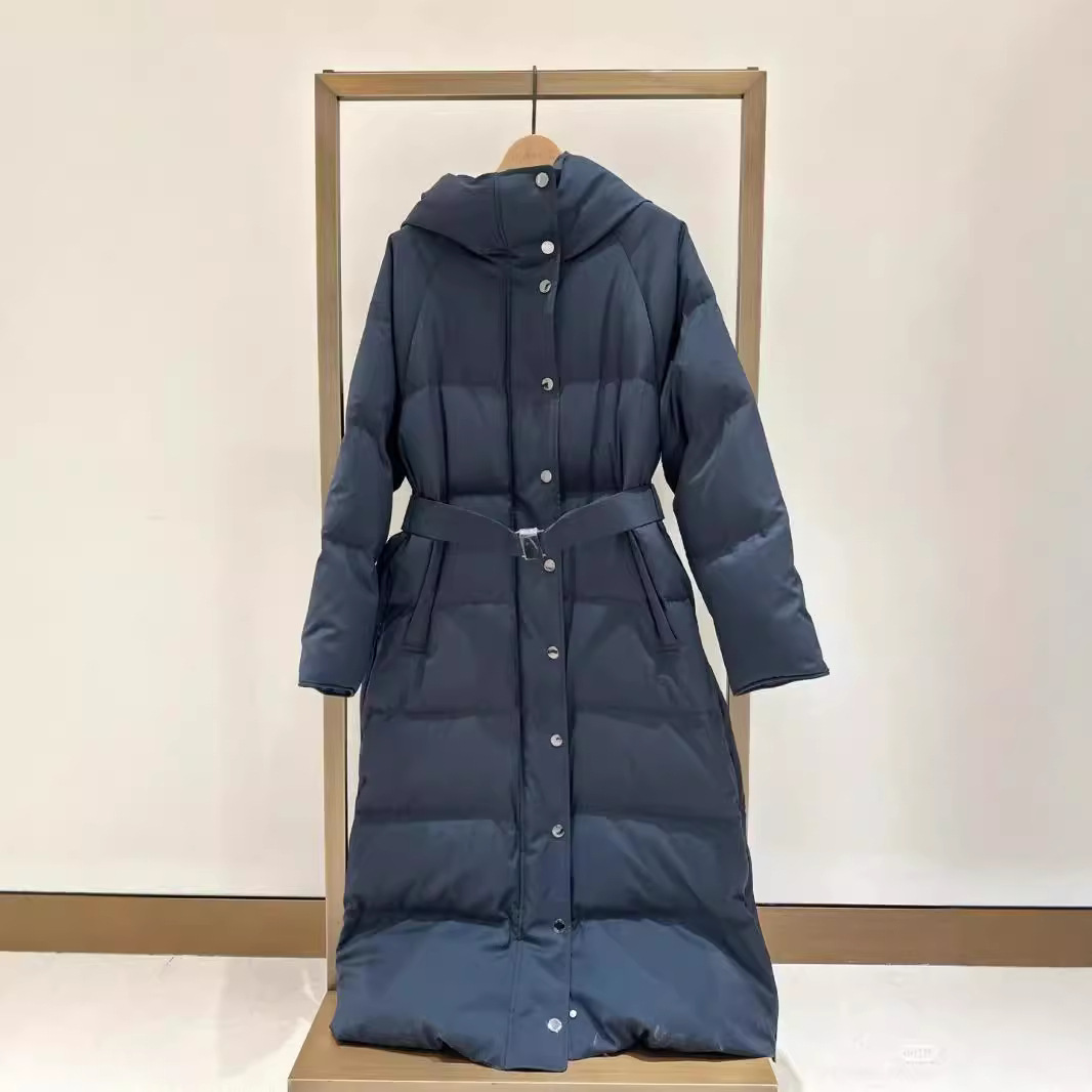 禾女装2025冬季新款羊毛混纺连帽拉链厚中长羽绒服A2034702