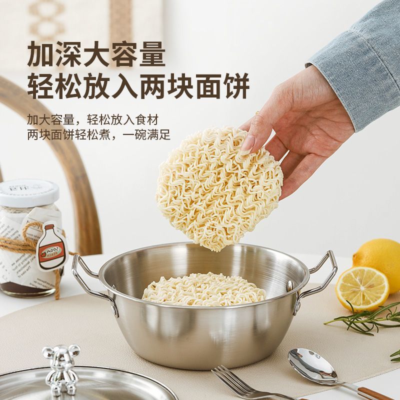 不锈钢双耳碗泡面碗加厚料理碗小吃沙拉碗高颜值卡通图案大头勺子|undefined