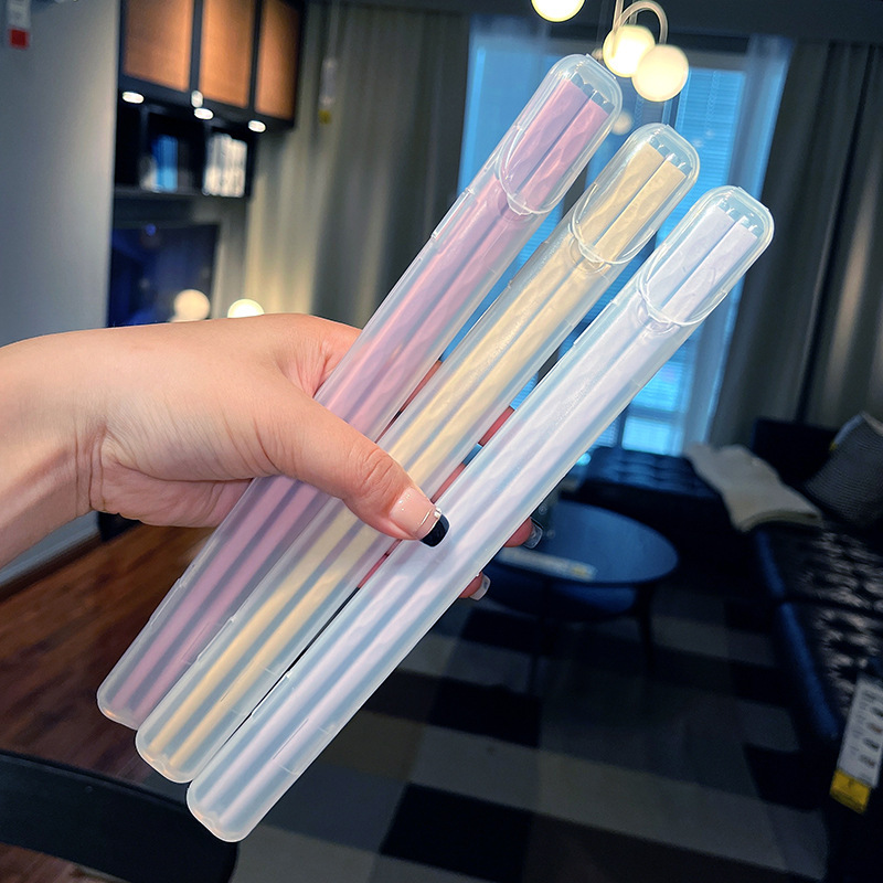 新しいポータブルカラフルな中華民国スタイルの箸カップルセット、仕事用、一人用の箸箱、持ち運びが簡単|undefined