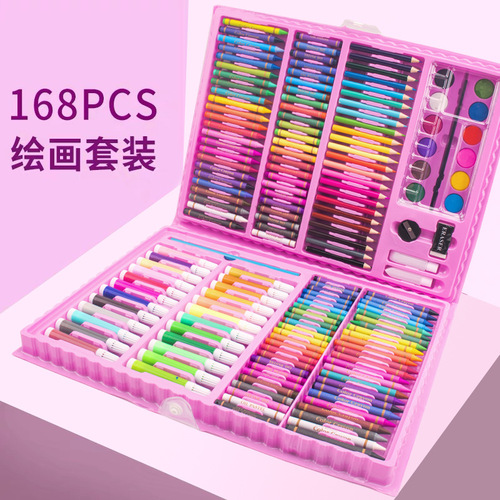 168-piece paintbrush gift box set children's painting tools watercolor pens crayons pencils children's learning art supplies