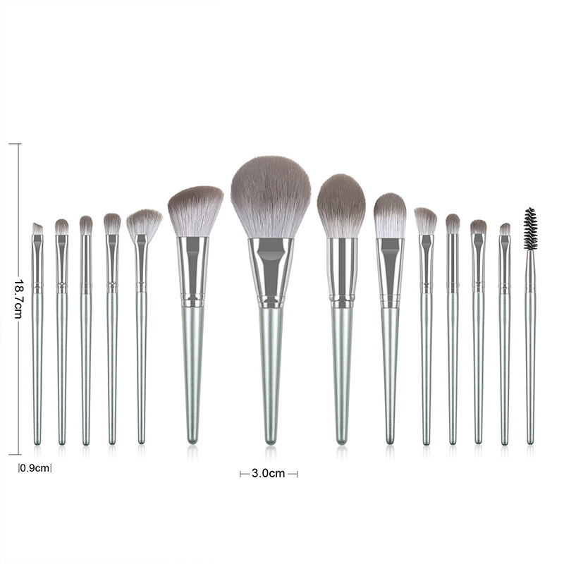 Fenglida fábrica al por mayor 14 pinceles de maquillaje traje mango de aluminio polvo uniforme sombra de ojos cepillo herramientas de belleza maquillaje cepillo conjunto completo