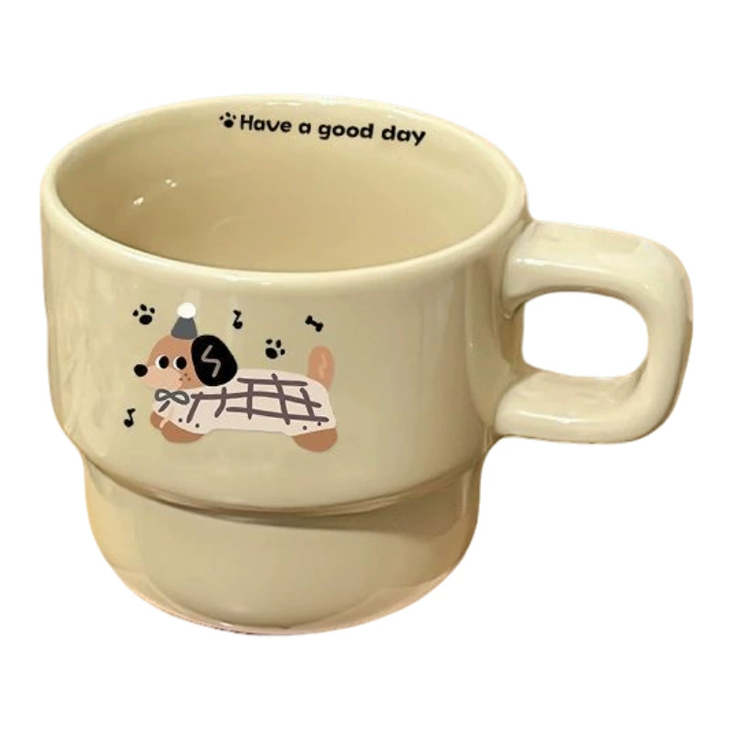 Кружка-кружка для собак мультфильм Breakfast Coffee Ceramic Cup INS Wind high -value Mark Cup Cross -border Cross -Border Girlfriend Cup