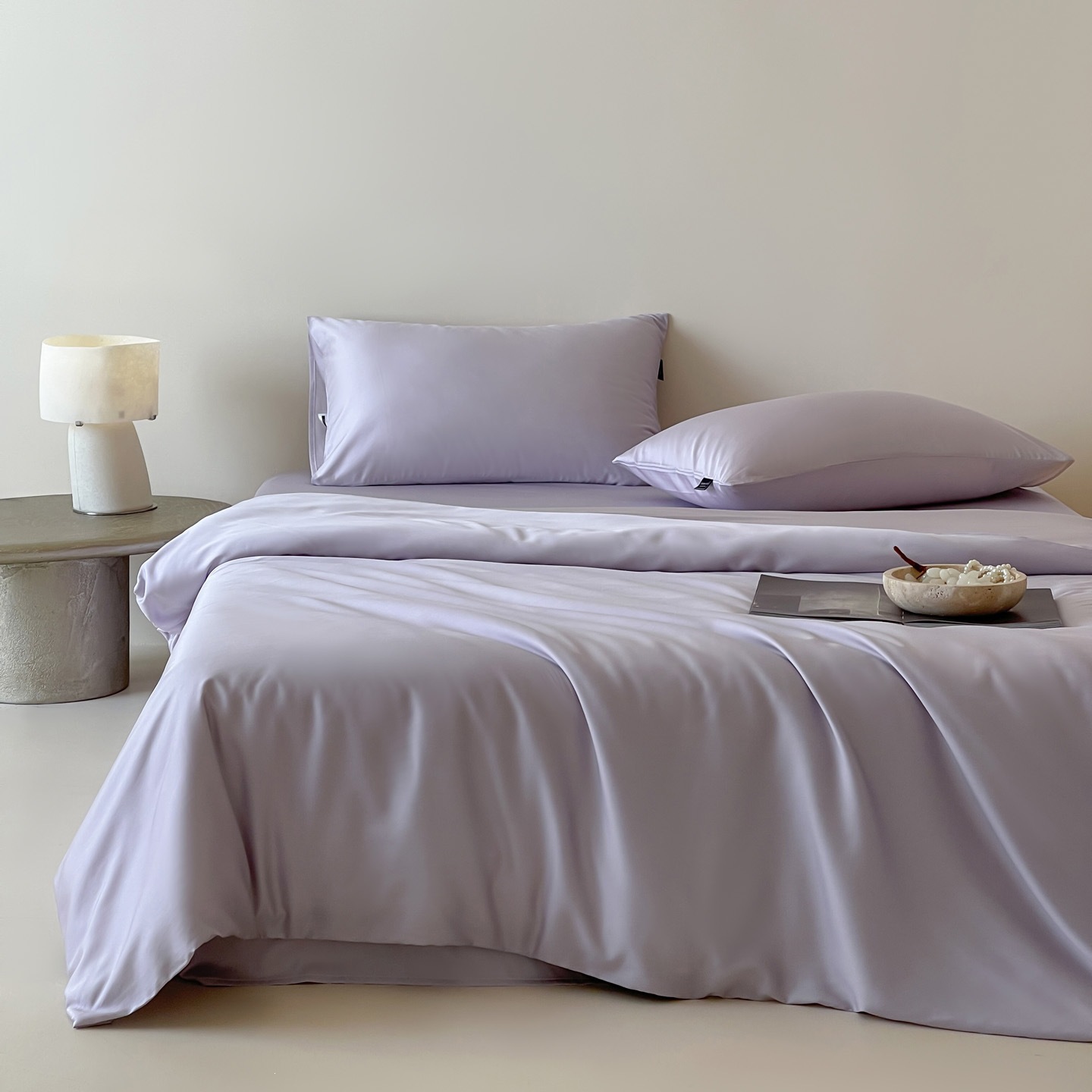 Minimalist Luxurious Cool-Touch Solid Color 60S Lenzing Tencel Four-Piece Set, Silky Breathable, Suitable For Sleeping_voghion.com