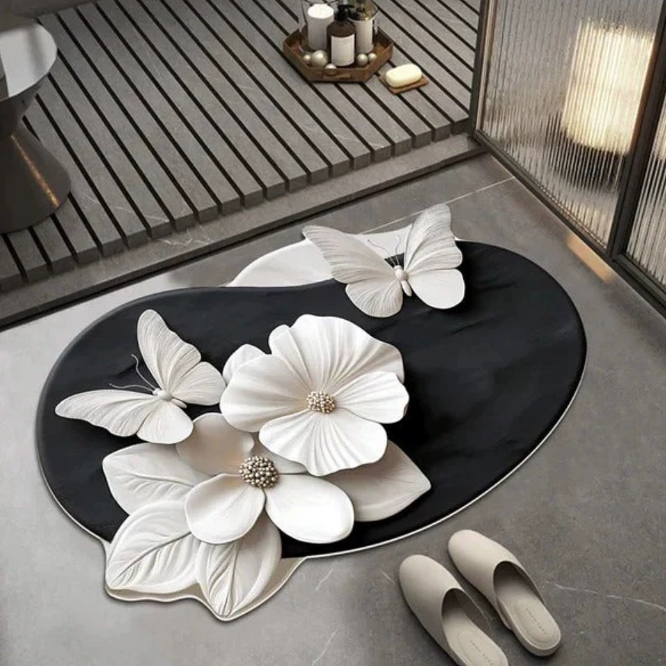 Коврик из диатомовой грязи специальной формы с камелией, гардеробная, спальня, высококачественный доступный роскошный напольный коврик для ванной комнаты, водопоглощающий нескользящий быстросохнущий коврик