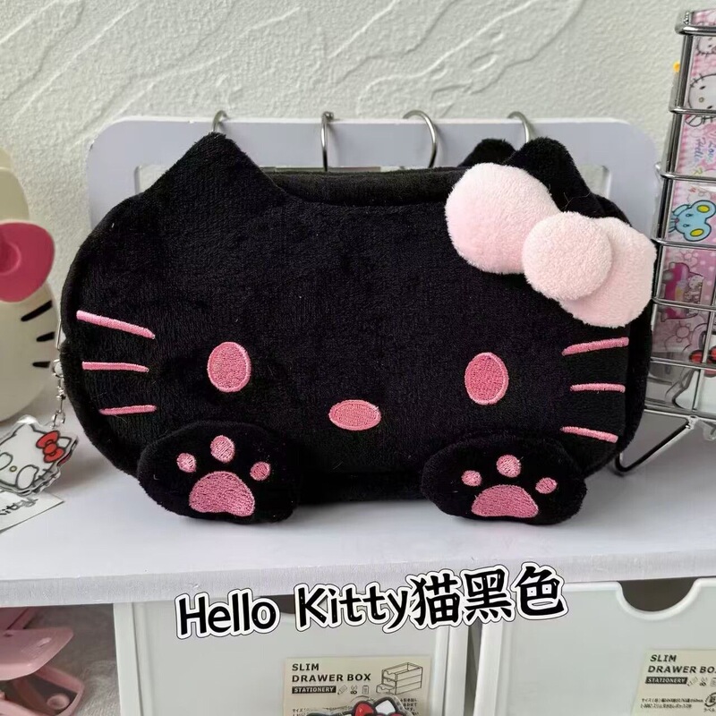 HelloKitty毛绒笔袋高颜值卡通可爱收纳大容量文具盒收纳袋学生|undefined