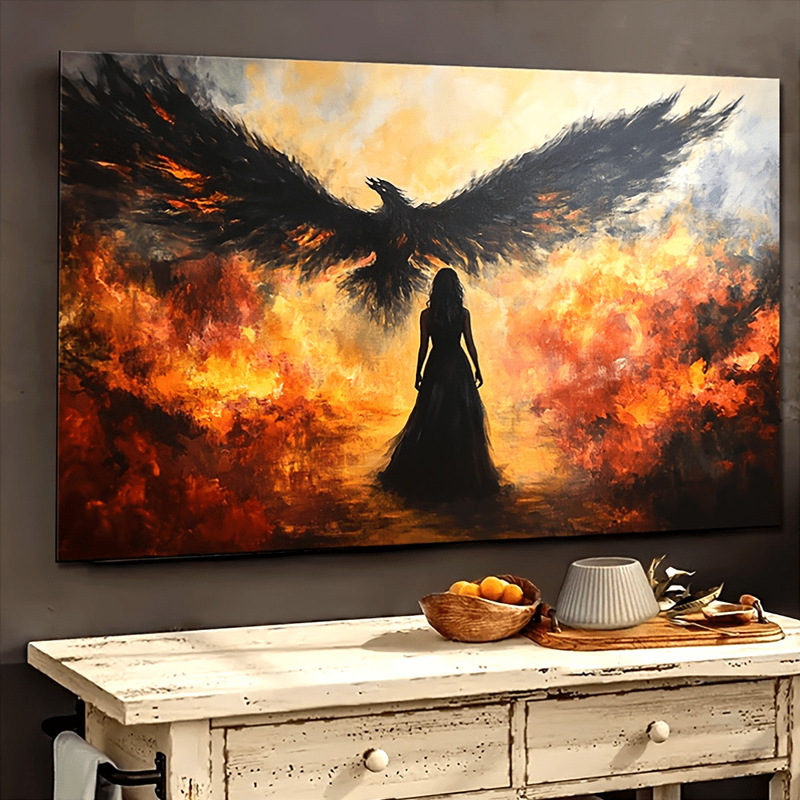 Celtic Mythology Oil Painting Art Print] Morrigan and the Fallen Warrior Oil Painting Art Print Wall Decor