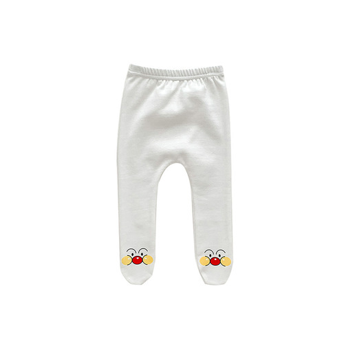 Spring and Autumn Style Footed Leggings for Infants, 0-1 Years Old, Unisex Baby Cartoon Cute Pants, Pure Cotton Overalls
