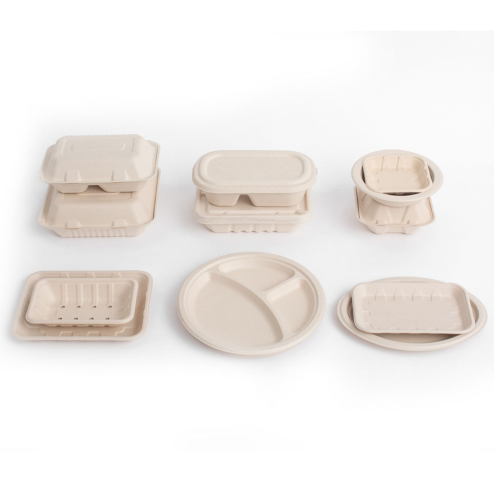 Fábrica verde al por mayor Pulpa de caña de azúcar Pulpa de bambú vajilla de Protección Ambiental desechable dividida cuatro series de cuadrícula compost degradable