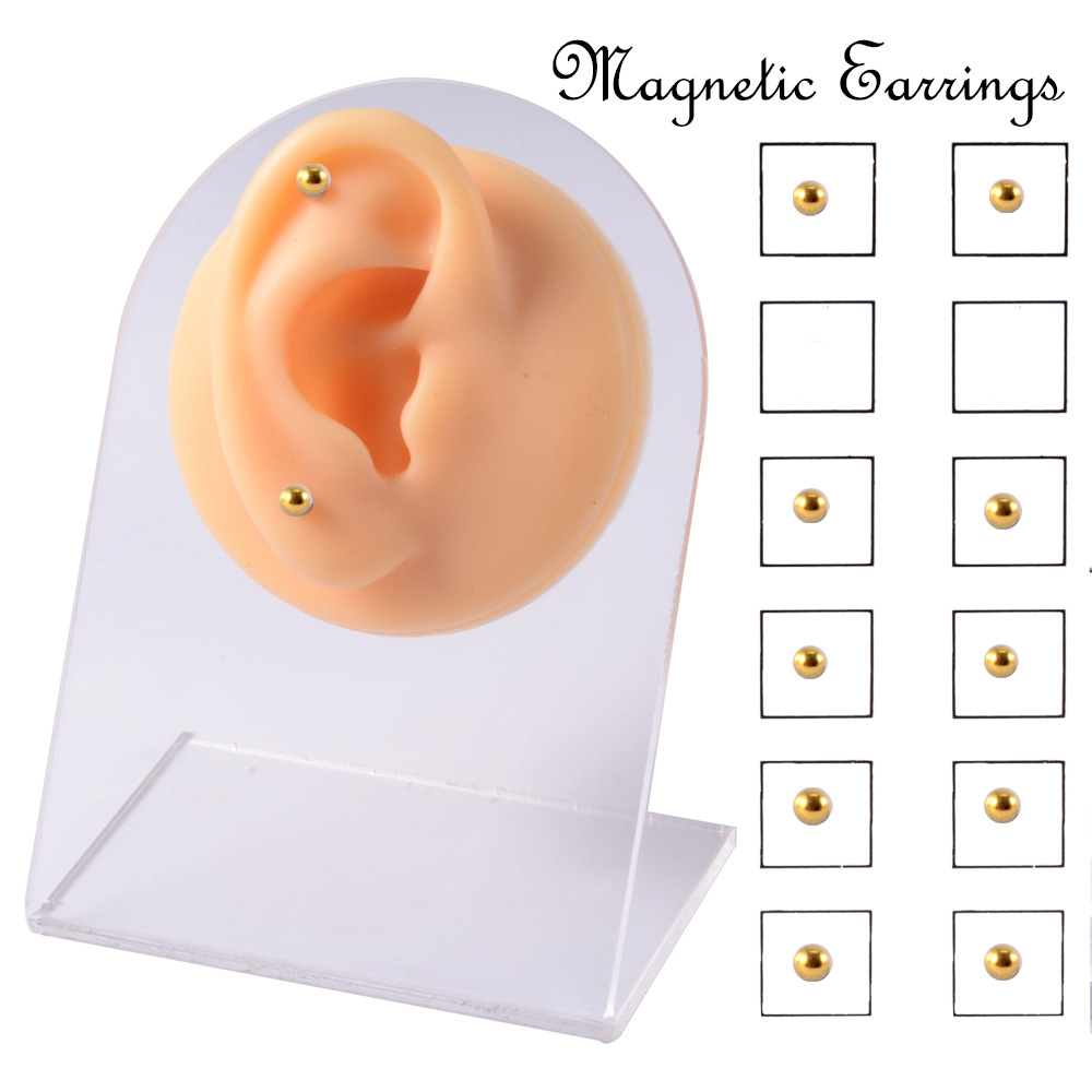 New Cross-Border 12 Holeless Nose Studs, Non-Perforated Gold Balls, Magnetic Magnet Lip Studs, Ear Studs, Small Size Ear Bone Studs