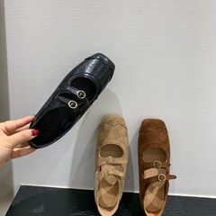 棕色复古方头玛丽珍鞋芭蕾舞鞋女2025年新款韩版法式浅口单鞋女鞋