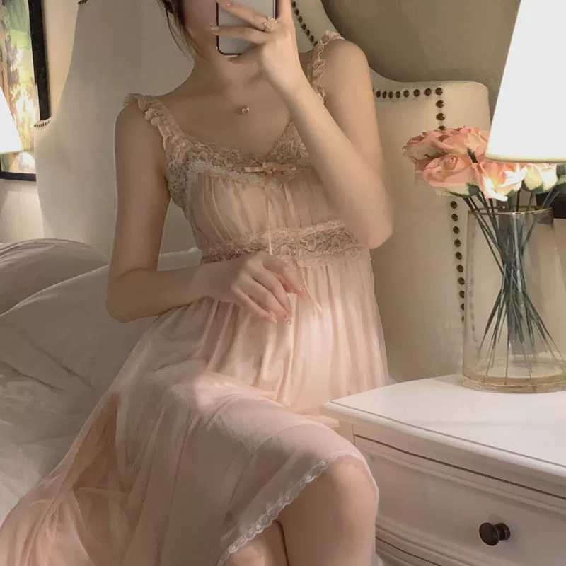 Top with cups, summer pijama, lace cute skirt, with short sleeve, internet celebrity