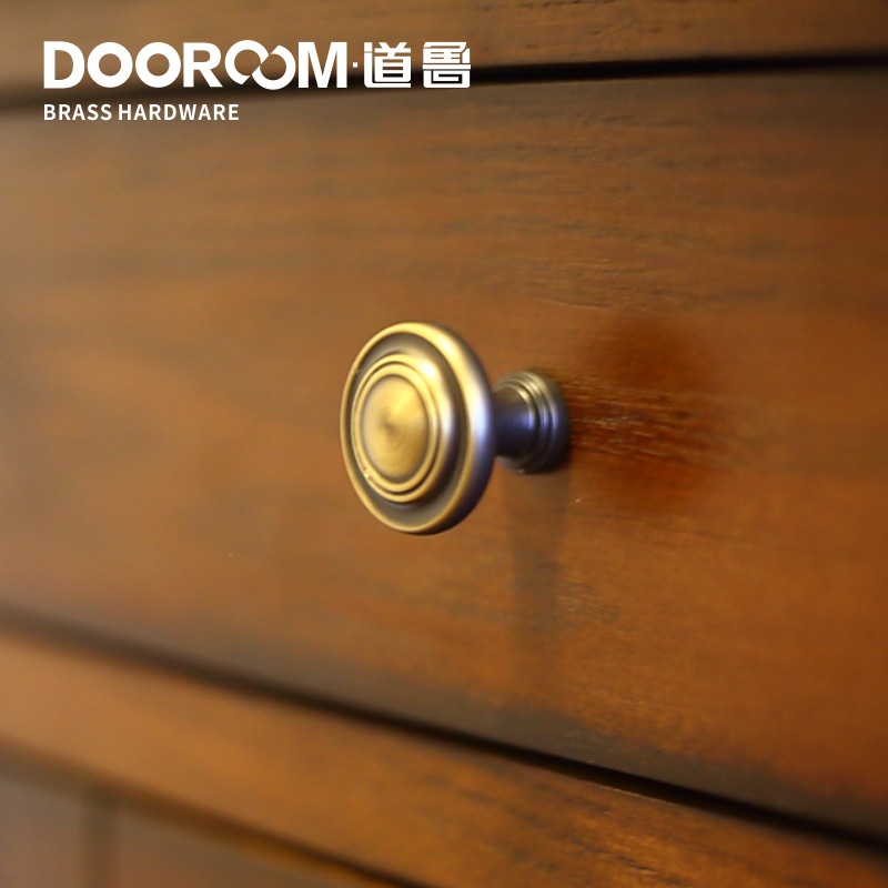 T9J5 solid brass simple American furniture handle simple European pastoral small handle cabinet door drawer black round handle