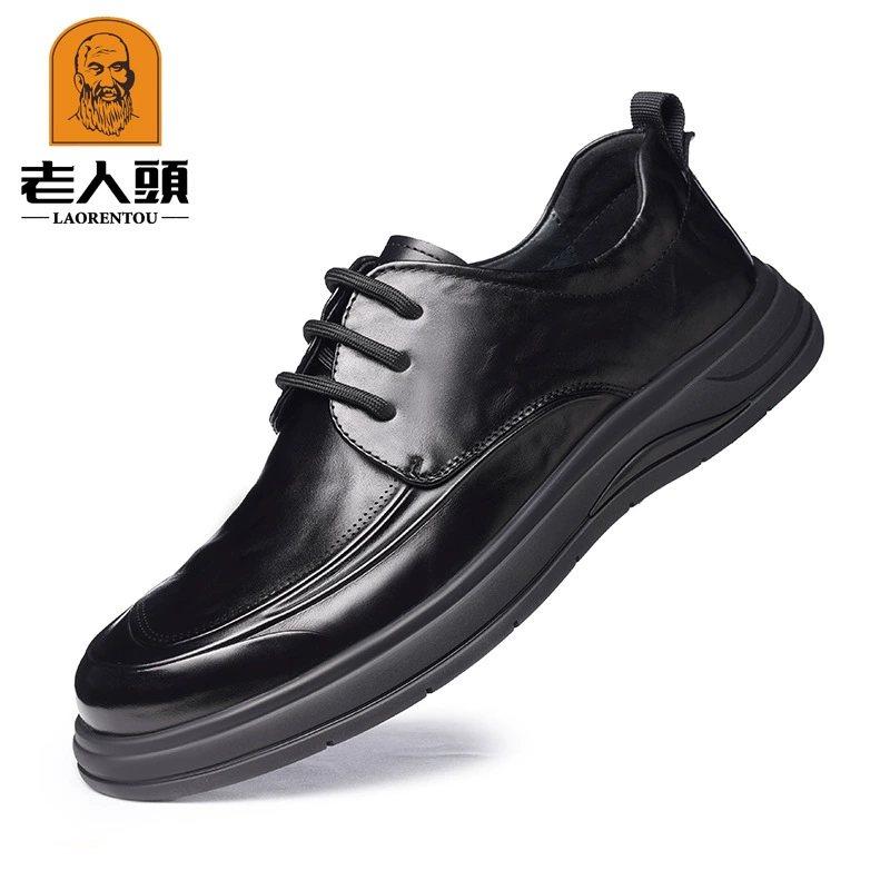 Старик голова летом новая кожаная мужская бизнес повседневная кожаная обувь мужская обувь с толстой подошвы на шнуровке мужская обувь 2601