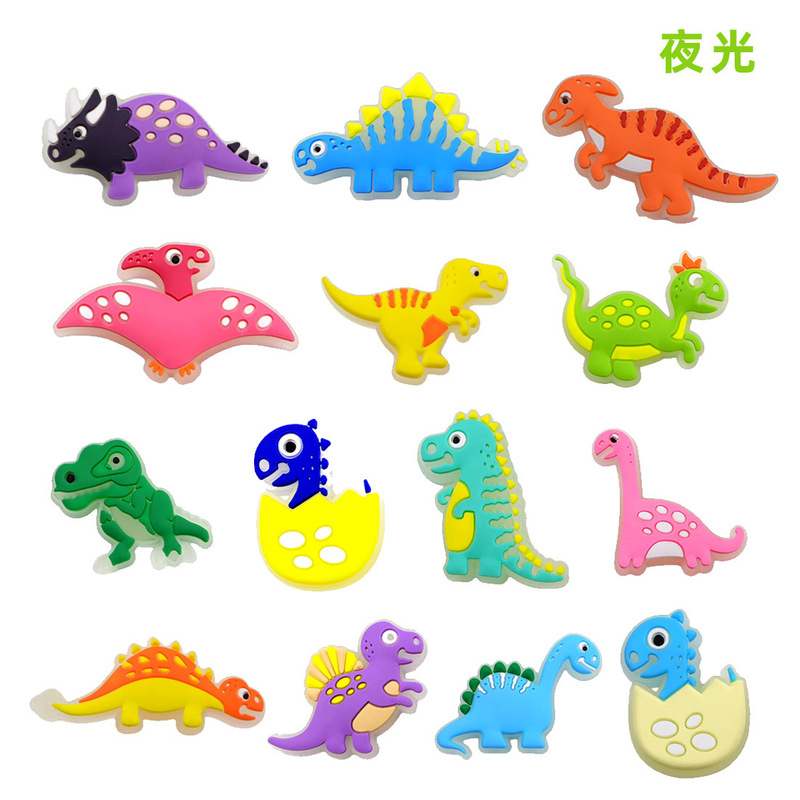 Glow-In-The-Dark Dinosaur Shoe Accessories, Dinosaur Shoe Decorations, Dinosaur Series Slippers, Beach Shoes, Sandals, Clogs Accessories