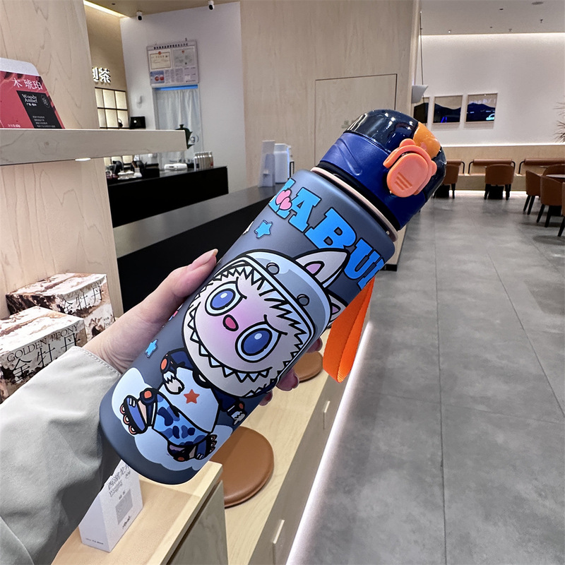高颜值可爱型拉布布水杯弹跳盖便携车载杯细长款代发水杯|undefined