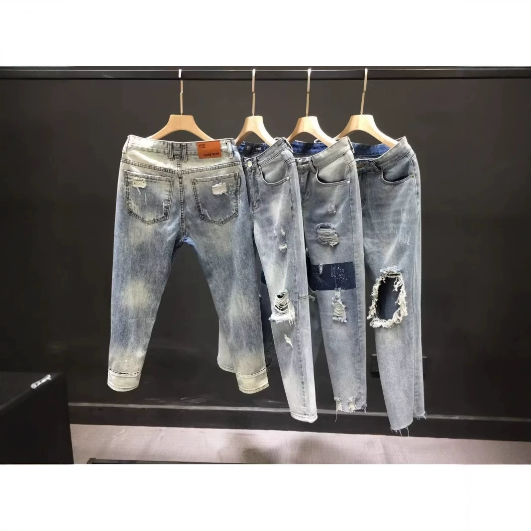 Летние джинсы, легкие штаны, корейский стиль, slim fit