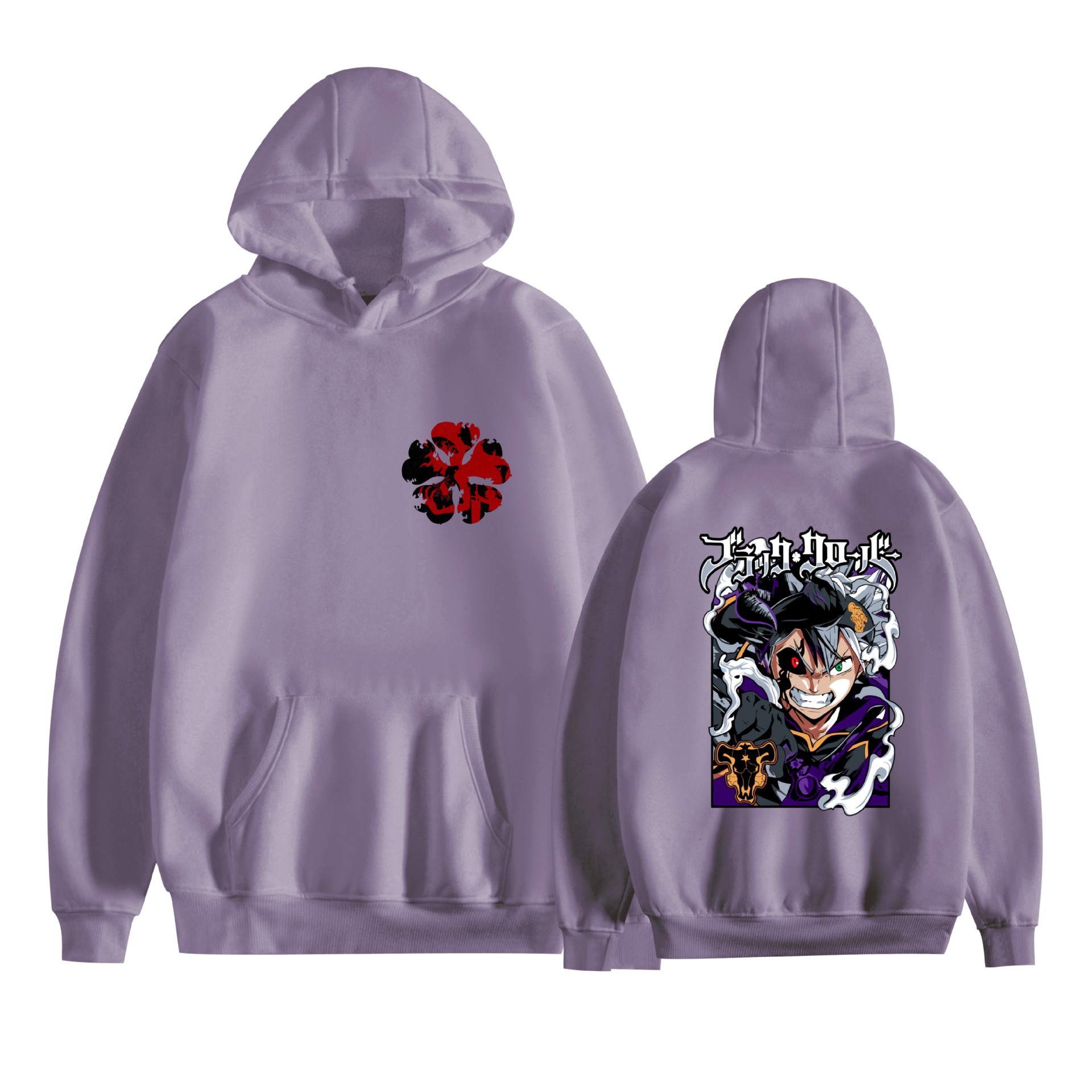 Trébol de cuatro hojas negro nuevo transfronterizo Black Clover animación periféricos hombres y mujeres suéter con capucha suelto casual